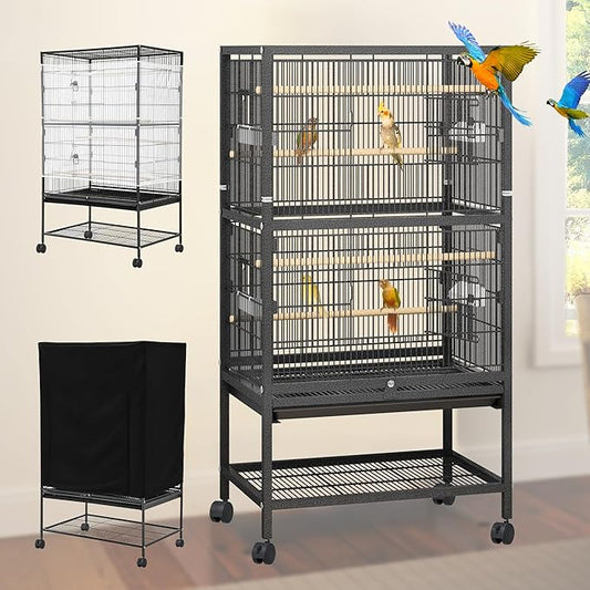 YINTATECH 52 inches Birdcage Cover and Bird Cage Seed Catcher, Bird Cages for Parakeets, Parrot, Cockatiel, Pigeon, Metal Big Bird Cage