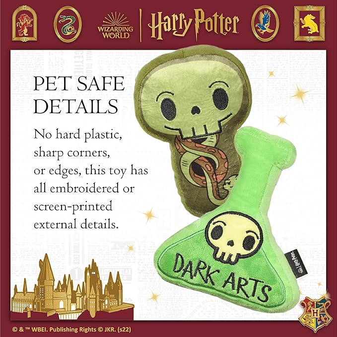 Harry Potter 2 Piece Dog Toy Set 6" Potion Plush Figure Toy and Snake Plush Silhouette Flat Toy | Official Pet Toys and Accessories | Wizardry Potion Dog Toys