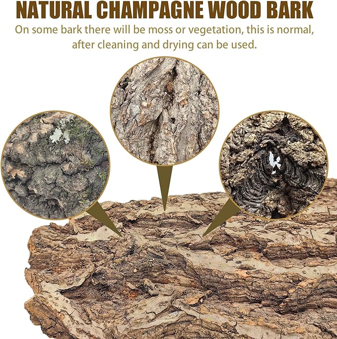 1.5 LB Reptile Bark Bedding, Natural Cork Bark for Reptiles Flat Cork Wood Terrarium Substrate Tank Supplies for Snake Spiders Bearded Dragons Hermit Crabs Geckos