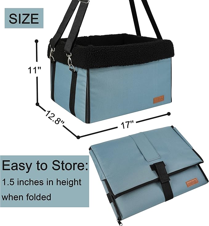 Apollo Walker Dog Car Seats Dog Booster Seat with Removable Fleece Liner Foldable Design for Small Pets(Blue)