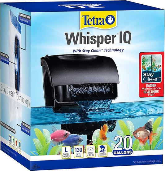 Tetra Whisper IQ Power Filter 20 Gallons, 130 GPH, with Stay Clean Technology