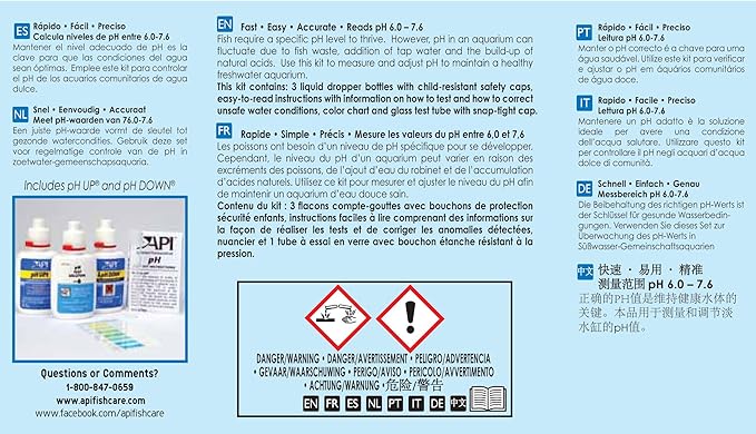 API pH TEST & ADJUSTER KIT 250-Test Freshwater Aquarium Water pH Test and Adjuster Kit