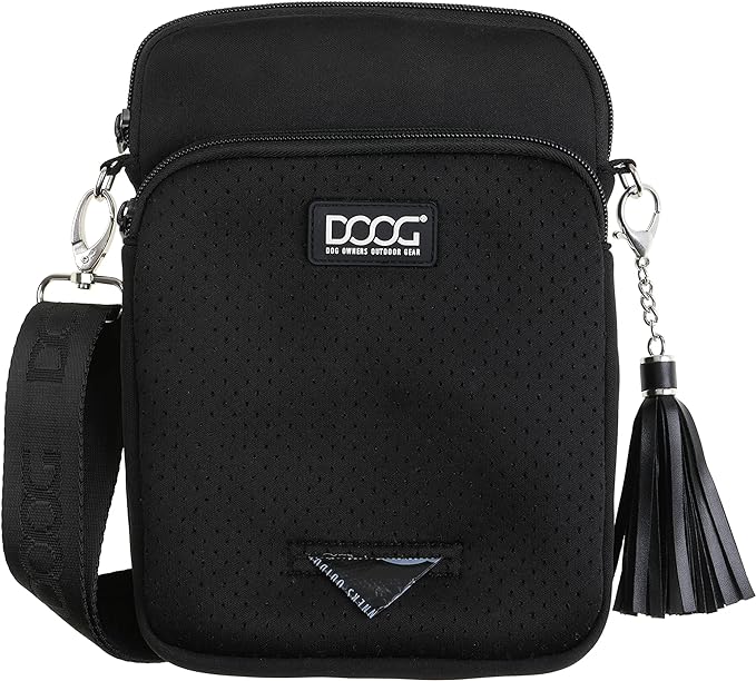 DOOG | Walkie Bag | Adjustable Shoulder Bag with Poo Bag Compartment and Water Bottle Compartment | Neaosport Black