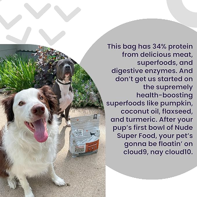 I and love and you Nude Super Food Dry Dog Food - Red Meat Medley - Prebiotic + Probiotic, Grain Free, Real Meat, No Fillers, 5lb Bag