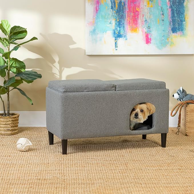 Paws & Purrs Modern 32" Wide Pet Ottoman Bed for Small to Medium Dog or Cat