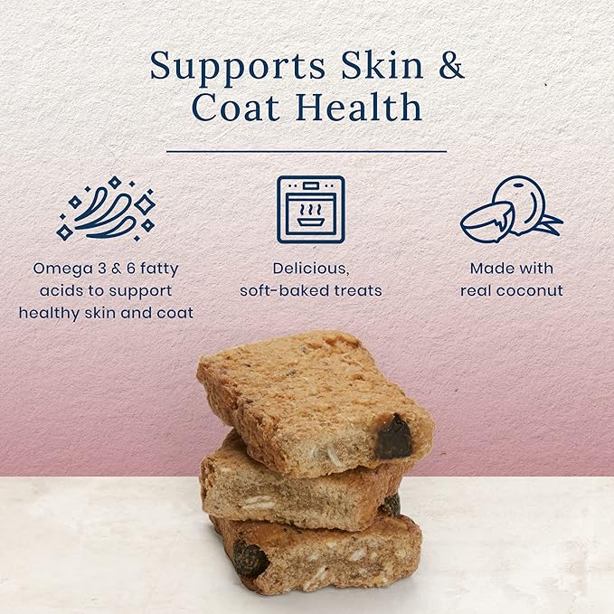 Blue Buffalo Benebars Natural Dog Treats, Skin and Coat Support, Chicken and Coconut, 9oz Bag