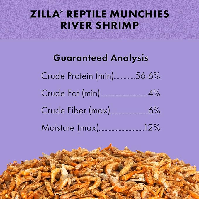 Zilla Reptile Food Munchies River Shrimp for Turtles, Salamanders, Axolotls, and Large Tropical Fish, 2-Ounce