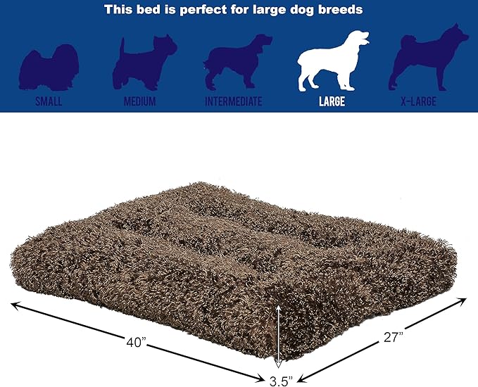 Midwest Homes for Pets Deluxe Dog Beds | Super Plush Dog & Cat Beds Ideal for Dog Crates | Machine Wash & Dryer Friendly, 1-Year Warranty, 42-Inch, Cocoa