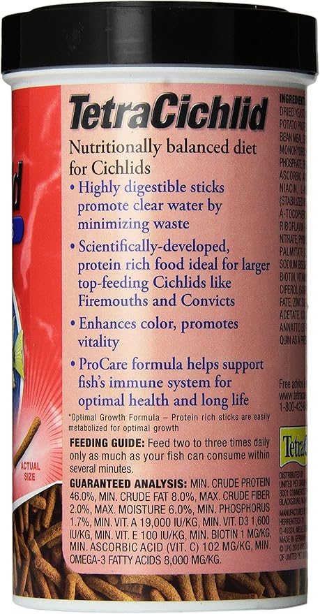 TetraCichlid Floating Cichlid Sticks 5.65 Ounces, Nutritionally Balanced Diet