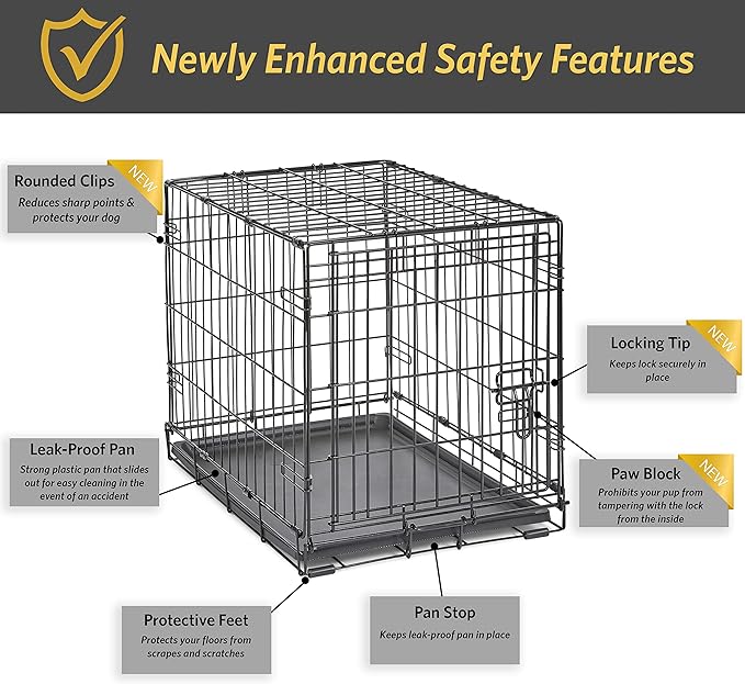 New World Newly Enhanced Single Door New World Dog Crate, Includes Leak-Proof Pan, Floor Protecting Feet, & New Patented Features, 24 Inch