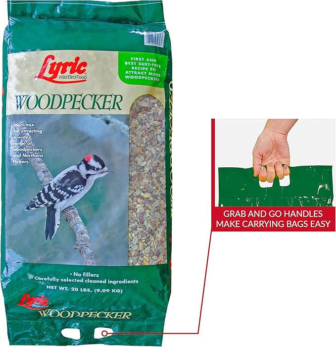 Lyric Woodpecker Wild Bird Seed - No Waste Bird Seed with Nuts, Dried Fruit & Shelled Seeds - 20 lb bag