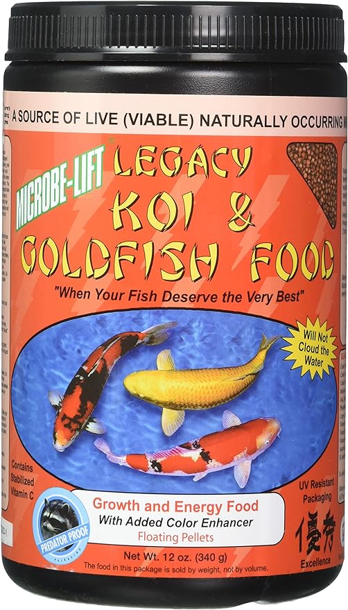 MICROBE-LIFT High Growth and Energy Floating Fish Food Pellets for Ponds, Water Gardens, and Fountains, Safe for Live Goldfish and Koi, 12 oz