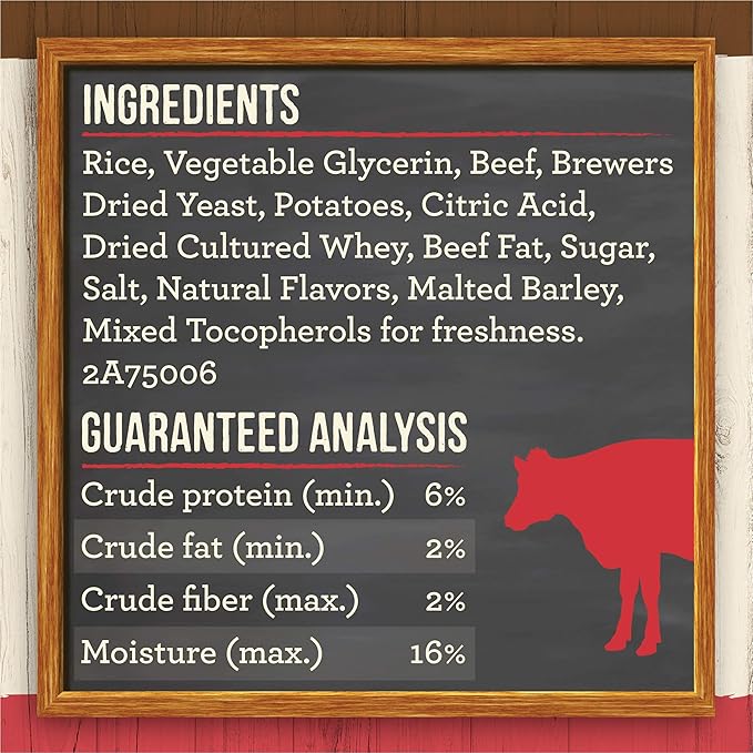 Merrick Natural Cuts Chicken Free Non Rawhide Medium Dog Chews, Medium Texture Chew Sticks With Real Beef - (Pack of 6) 4 ct. Pouches
