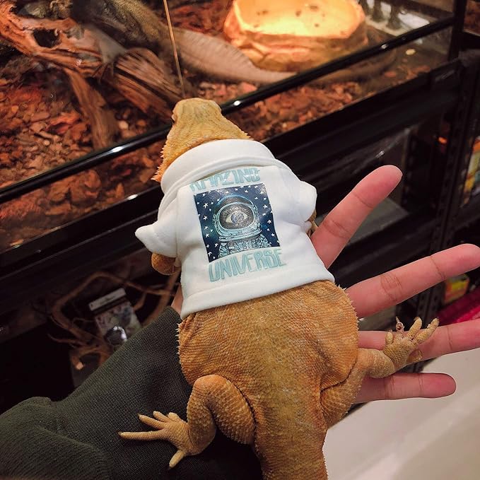 Lizard Clothes for Bearded Dragons Reptile Apparel Handmade Cotton Material Hoodies Sweater for Skin Protection Photo Party for Crested Gecko Chameleon