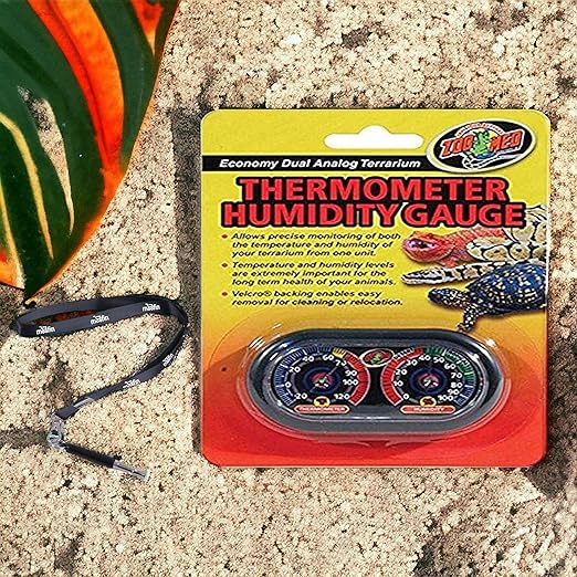 Analog Thermo Hygrometer, 6x4" with SS Pet Training Whistle, Precision Hygrometer Thermometer,Humidity Gauge,Dual Probe Design for Reptile,Amphibian, Bird Enclosures,Temp and Humidity Sensor Pack 4