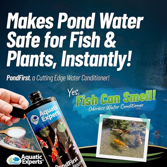 PondFirst Pond Water Conditioner - Concentrated Instant Dechlorinator for Fish Ponds, Makes Water Safe for Koi and Goldfish, Made in The USA, Aquatic Experts (1 Pack) (2 Liters)