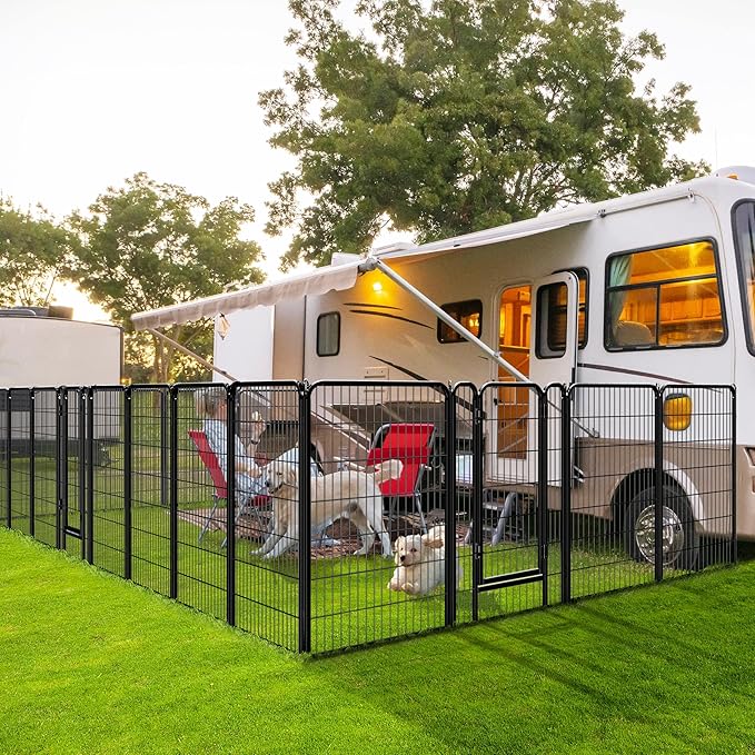 Yaheetech Dog Playpen Outdoor, 12 Panel Fence 47" Indoor Pen for Large/Medium/Small Dogs Animals Heavy Duty Pet Exercise Pen for Puppy/Rabbit Portable Playpen for RV Camping Garden Yard