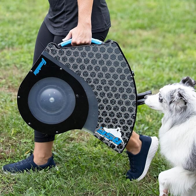 Franklin Sports Automatic Disc Launcher for Dogs - Ready Set Fetch! Automatic Disc Tosser Dog Toy for Fetch - Portable Automatic Disc Thrower Dog Toy - Portable Battery Powered Disc Launcher for Dogs