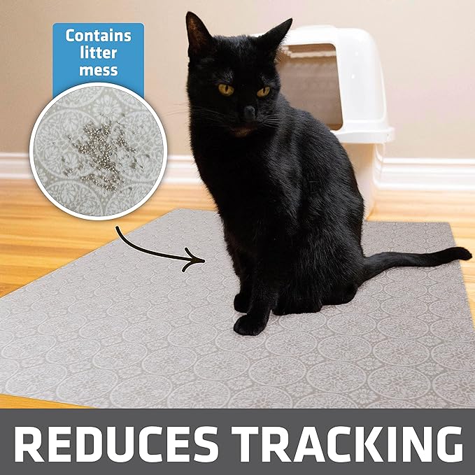 Drymate Original Cat Litter Mat, Contains Mess from Box, Protects Floors, Urine-Proof, Machine Washable, Soft on Kitty Paws, Absorbent, Waterproof (USA Made, Recycled Content) (29”x36”)(Tan Global)