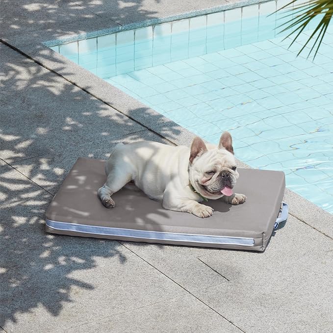 Bedsure Outdoor Waterproof Dog Bed with Heavy Duty Cover, Orthopedic Foam Supportive Dog Beds, Washable Dog Mat with Removable Cover for Large Dogs (30"x20", Grey)