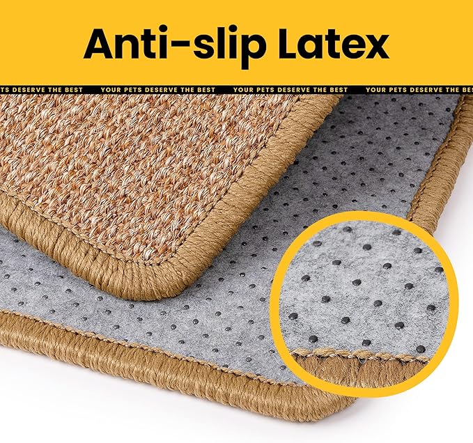 Cat Scratcher Mat,Natural Sisal Cat Scratch Pad with Sticky Velcro Tapes,Horizontal Floor Cat Scratching Pads Rug for Indoor Cats,Cat Furniture Protector for Couch&Carpets&Sofas(L,31.5"X23.6")