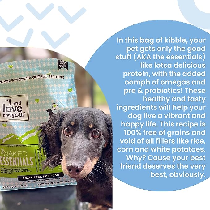 I and love and you Naked Essentials Dry Dog Food - Chicken + Duck - High Protein, Real Meat, No Fillers, Prebiotics + Probiotics, 11lb Bag