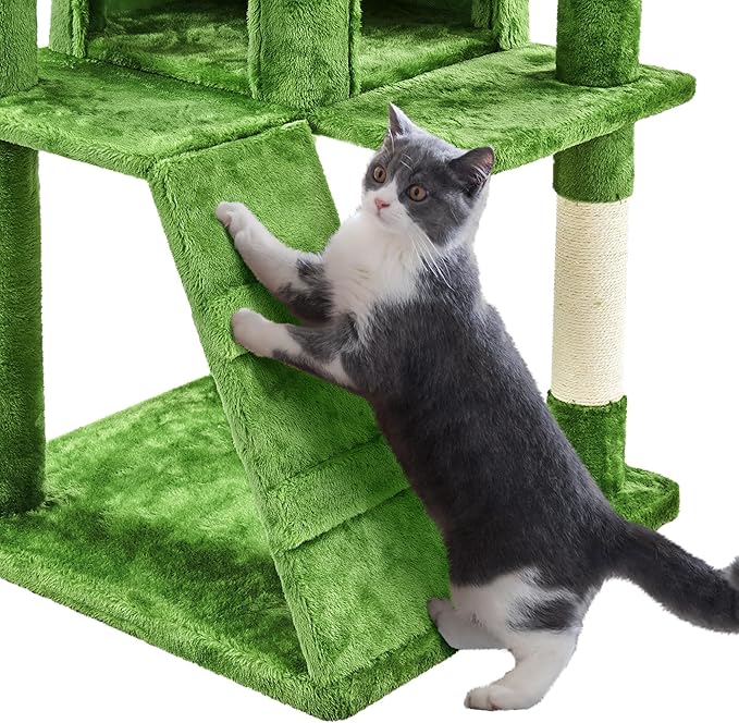 Yaheetech 70in Multi-Level Cat Tree Tall Cat Tower Cat Furniture with Condo, Scratching Posts & Dangling Ball for Indoor Cats Activity Center, Green