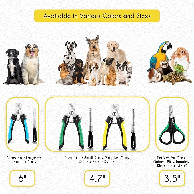 Candure Cat Nail Clipper Stainless Steel Cat Claw Trimmers for Rabbits, Guinea Pigs, Birds, Puppies, Kittens and Small Animals Pet Nail Clipper for Professional and Home Use (Yellow)