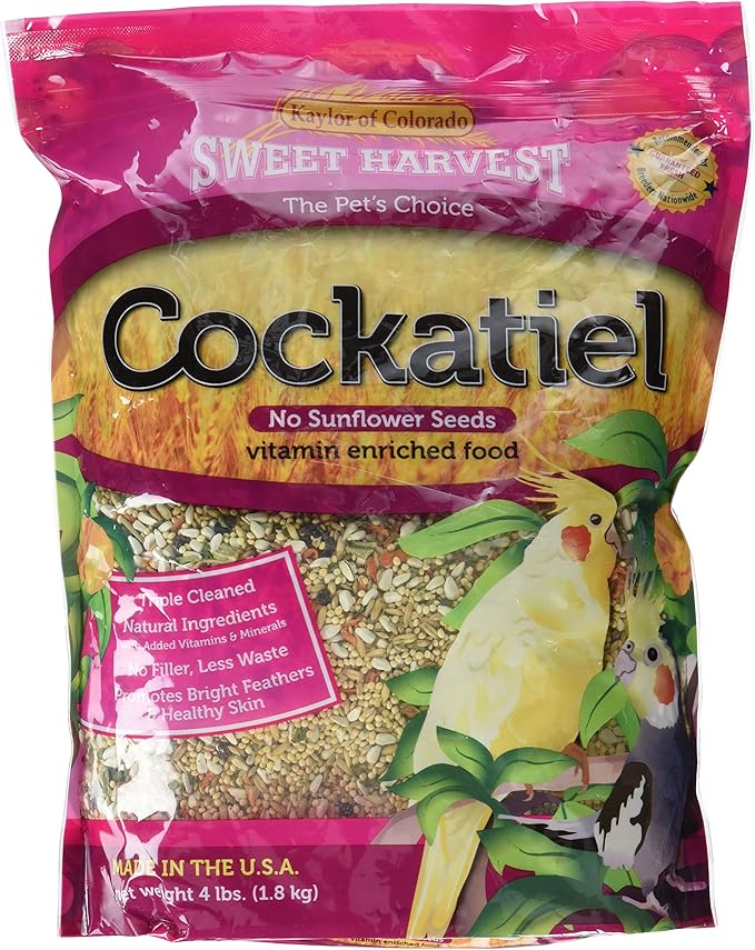 Cockatiel Bird Food (No Sunflower Seeds), 4 lbs Bag - Seed Mix for Cockatiels