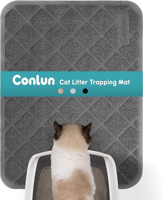 Cat Litter Mat Litter Trapping Mat, 24" x 17" Premium Durable PVC Grid Mesh with Scatter Control, Non-Slip, Less Waste Cat Litter Box Mat, Soft on Kitty’s Paws, Urine Waterproof