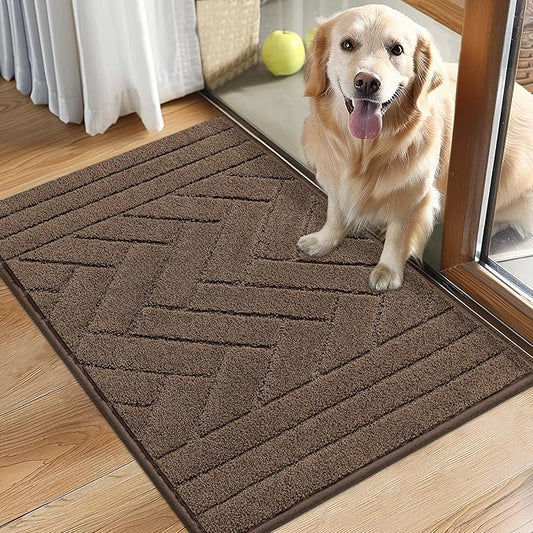 Tindbea Dog Mat for Muddy Paws,Absorbs Moisture Dirt Non-Slip Washable Mud Mat for Dogs,Soft Rubber Backing Front Inside Pet Rug for Entryway, Mud Dog Paws, Patio(20"x31.5",Light Taupe)