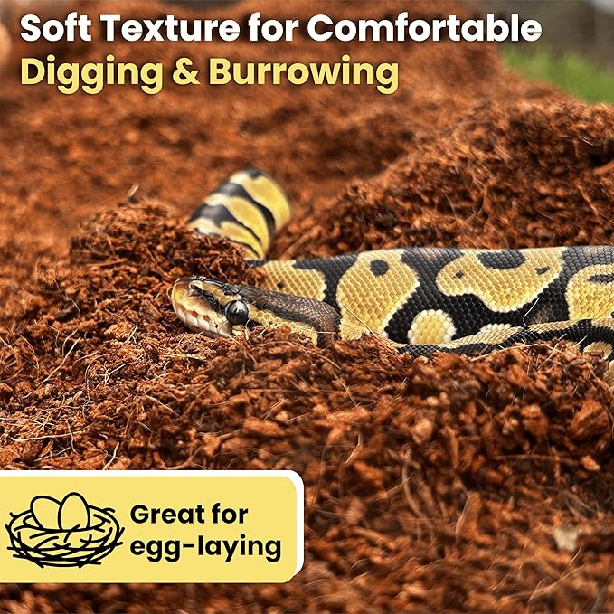 ReptiCare Organic Coconut Coir Bedding Substrate, Ready to Use – 36 Quarts Small Coir Fiber Bedding for Ball Python, Bearded Dragon, Lizard, Tortoise, Hermit Crab, Bedding for Bioactive Terrariums