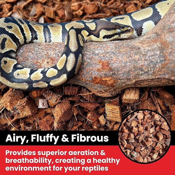 ReptiCare Compressed Coconut Chip Substrate for Reptiles 64 Quart Coco Husk Bedding Block for Ball Pythons, Snakes, Tortoises, Crested Geckos, Frogs, Hermit Crabs or Lizard Terrarium Tanks