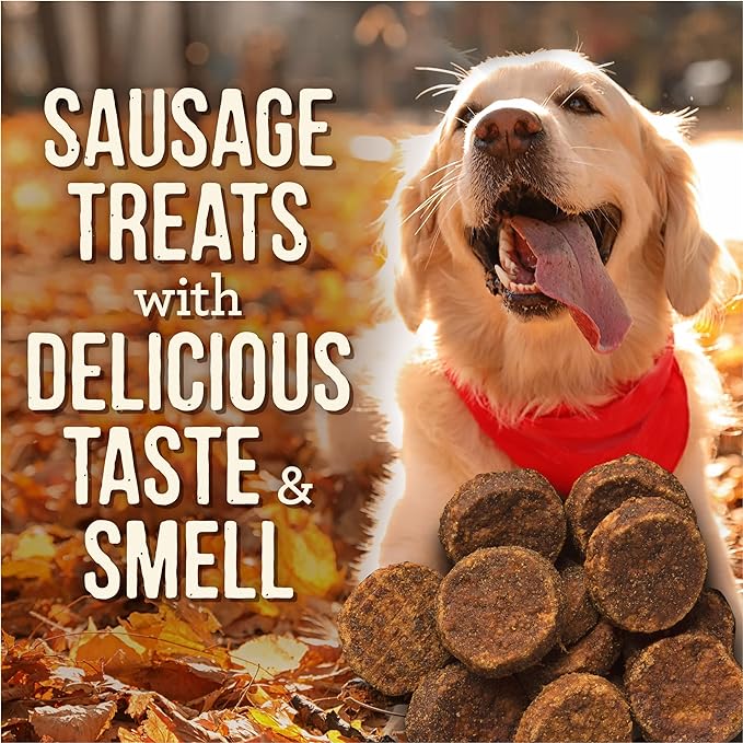Merrick Chewy Dog Treats, Slow Cooked BBQ Beef Dog Treats, Carolina Style Glazed Sausage Bites, Beef Dog Chews - 10 oz. Pouch