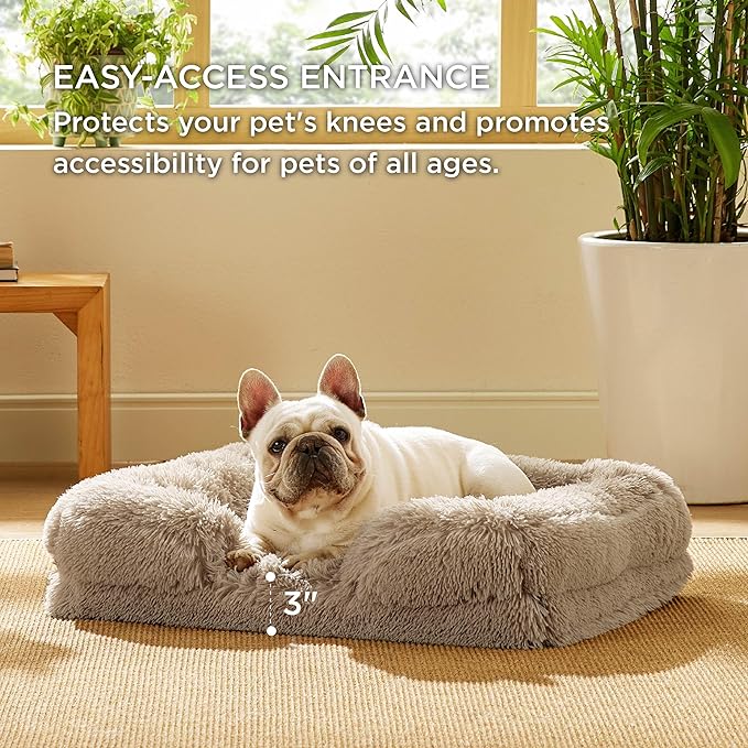 Bedsure Orthopedic Dog Bed for Medium Dogs - Calming Waterproof Dog Sofa Beds Medium, Supportive Foam Pet Couch Bed with Removable Washable Cover, Waterproof Lining and Nonskid Bottom, Taupe