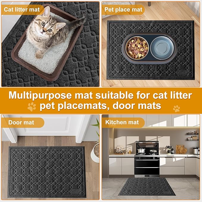 Cat Litter Box Mat, 47" x 32" XL Large Kitty Litter Trapping Mat Keep Floor Clean, Litter Box Mat Scatter Control, Waterproof, Easy to Clean, Durable Large Size Litter Mats for Floor