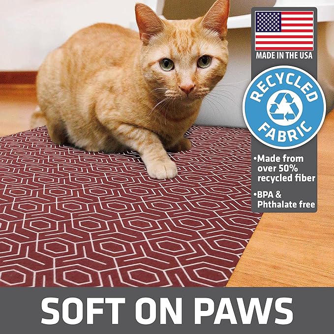 Drymate Original Cat Litter Mat, Contains Mess from Box, Protects Floors, Urine-Proof, Machine Washable, Soft on Kitty Paws, Absorbent, Waterproof (USA Made, Recycled Content) (20”x28”)(Red Hex)