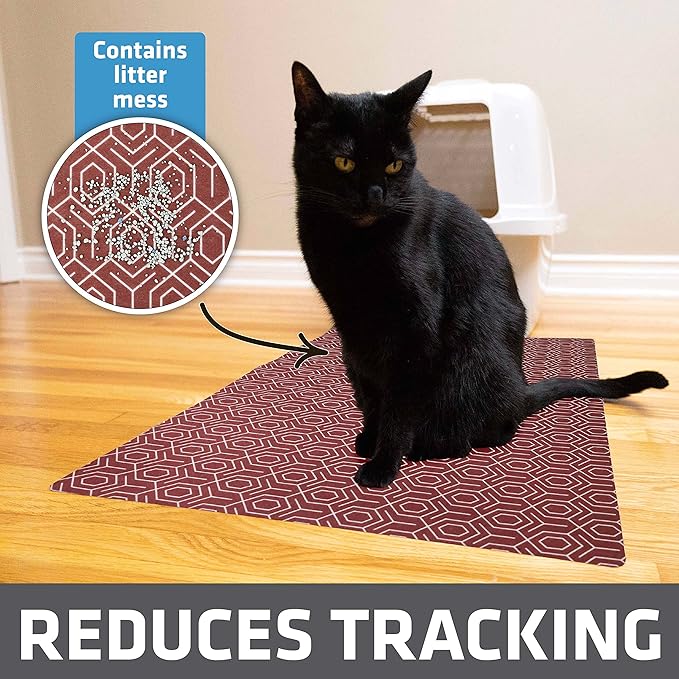 Drymate Original Cat Litter Mat, Contains Mess from Box, Protects Floors, Urine-Proof, Machine Washable, Soft on Kitty Paws, Absorbent, Waterproof (USA Made, Recycled Content) (20”x28”)(Red Hex)