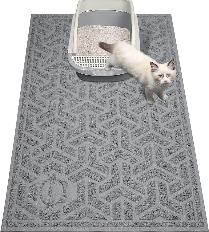 UPSKY Cat Litter Mat, Litter Trapping Mat Soft on Kitty Paws, Large Litter Box Mat 35" x 24" Scatter Control for Cat Litter, Waterproof and Extra Large Litter Box Carpet.