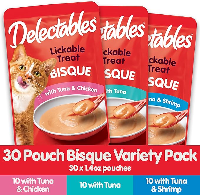 Hartz Delectables Bisque Variety Pack Lickable Cat Treat, 30 Count (Pack of 1)