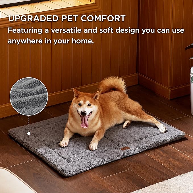 Bedsure Washable Dog Bed for Large Dogs, Reversible Foam Floor Dog Mat, Lightweight Travel Flat Pet Beds for Indoor & Outdoor Dogs (36" x 27", Grey)