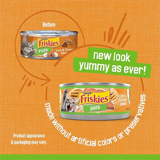 Purina Friskies Pate Wet Cat Food, Liver & Chicken Dinner - (Pack of 24) 5.5 oz. Cans