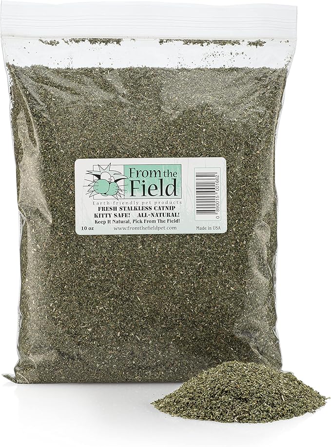 From the Field Catnip for Cats – All Natural Cat Nip, Finely Ground without Stalks or Stems, Resealable – Fresh, Potent and Grown in the USA Promotes Cat Exercise, Play and Engagement [Size Variation]