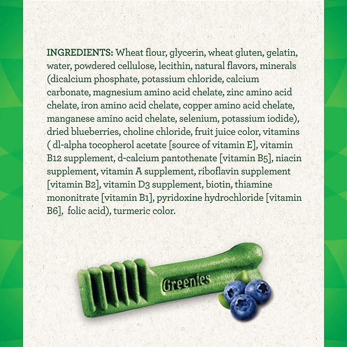 Greenies TEENIE Natural Dental Care Dog Treats Blueberry Flavor, 12 oz. Pack (43 Treats)