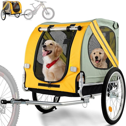 Dog Bike Trailer, Bike Trailer for Dogs, Pet Bike Trailer Fits for Medium Dogs Dog Trailer for Bike Up to 88lbs Easy Folding Frame Cart