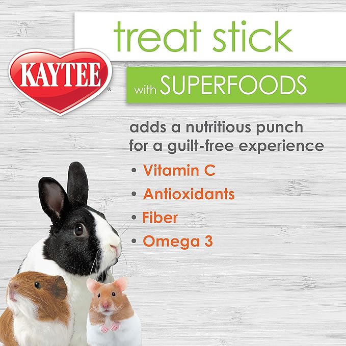 Kaytee Small Animal Treat Stick with Superfoods, Strawberry & Flax Seed, 5.5 oz