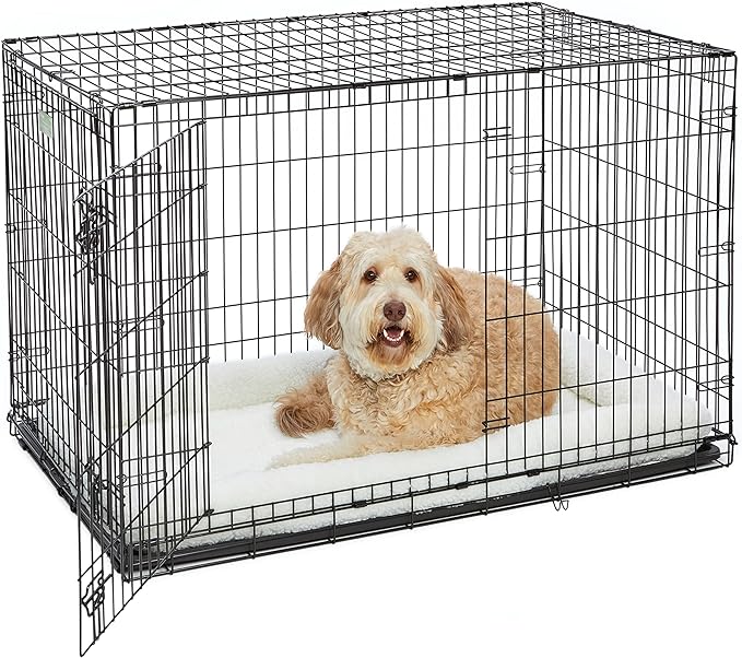 MidWest Homes for Pets Bolster Dog Bed 48L-Inch White Fleece Dog Bed w/ Comfortable Bolster | Ideal for Extra Large Dog Breeds & Fits a 48-Inch Dog Crate | Easy Maintenance Machine Wash & Dry