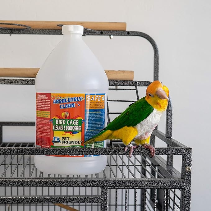 Amazing Bird Cage Cleaner and Deodorizer - Just Spray/Wipe - Safely & Easily Removes Bird Messes Quickly and Easily - Made in The US 128oz Gallon