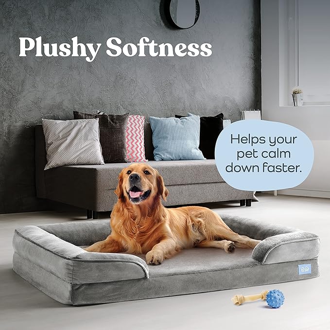 Orthopedic Sofa Dog Bed - Ultra Comfortable Dog Beds for X-Large Dogs - Breathable & Waterproof Pet Bed- Egg Foam Sofa Bed with Extra Head and Neck Support - Removable Washable Cover & Nonslip Bottom.