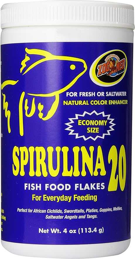 Zoo Med Spirulina 20 Flake Fish Food, 4-Ounce